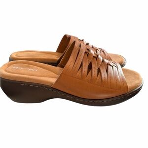 NWOB Easy Spirit Daisy Leather Comfort Sandals Brown Size 10